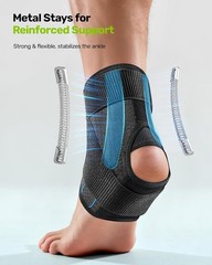 Quick Lace Up Ankle Brace with 2 Metal Support Stays, Breathable Stabilizer f…
