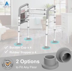 Agrish Stand Alone Toilet Safety Rails – Adjustable Width & Height Fit Any To…