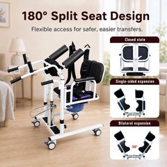 440 lbs Hydraulic Patient Transfer Lift Chair Manual Hydraulic Lift w/Split Seat