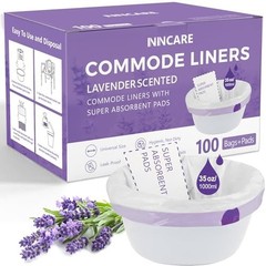 Commode Liners with Absorbent Pads 100 Count Lavender Scented Bedside Toilet