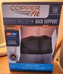 Copper Fit Rapid Relief 3-In-1 Hot/Cold Therapy Back Support One Size Adjustable