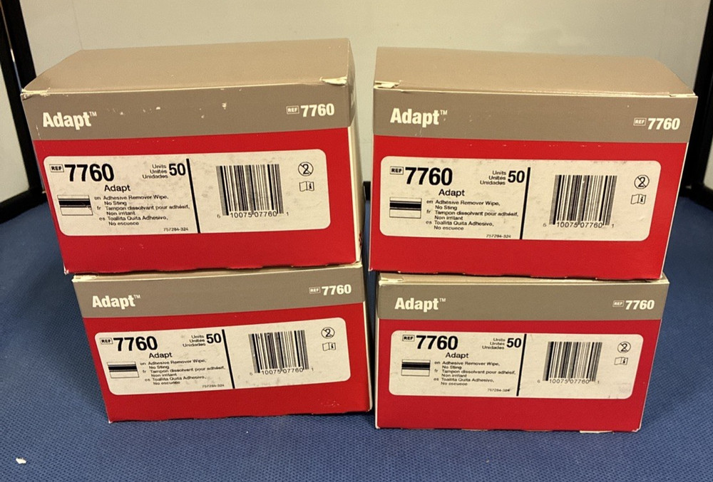 4 Boxes, Hollister 7760 Adapt, Universal Remover Wipes, No Sting Exp. 2029/2030
