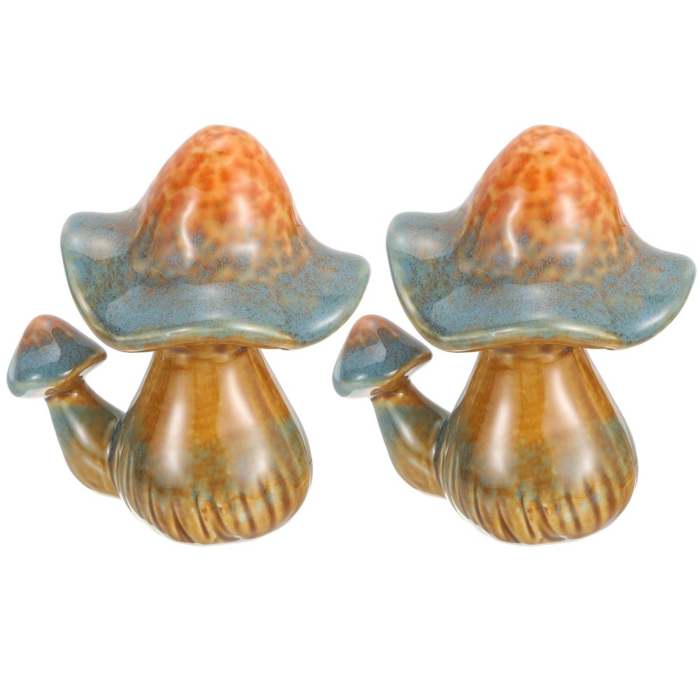 2Pcs Toilet Bolt Covers, Mushroom Decor Covers 3.74″x3.15″x4.72″, Blue-brown