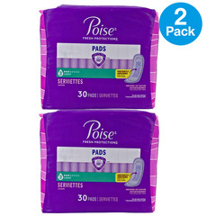 Poise Fresh Protection Incontinence Pads Light Absorbency Size 3 30 Count 2 Pack