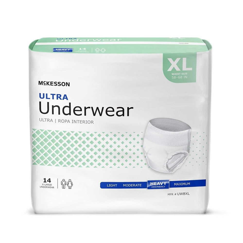 McKesson Ultra Adult Absorbent Underwear, XL 58-68 Inch, Heavy Abs, 560ct