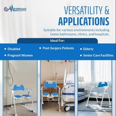 Medroad Foldable Shower Chair Adjustable Height Soft Cushion Support Up to 350lb