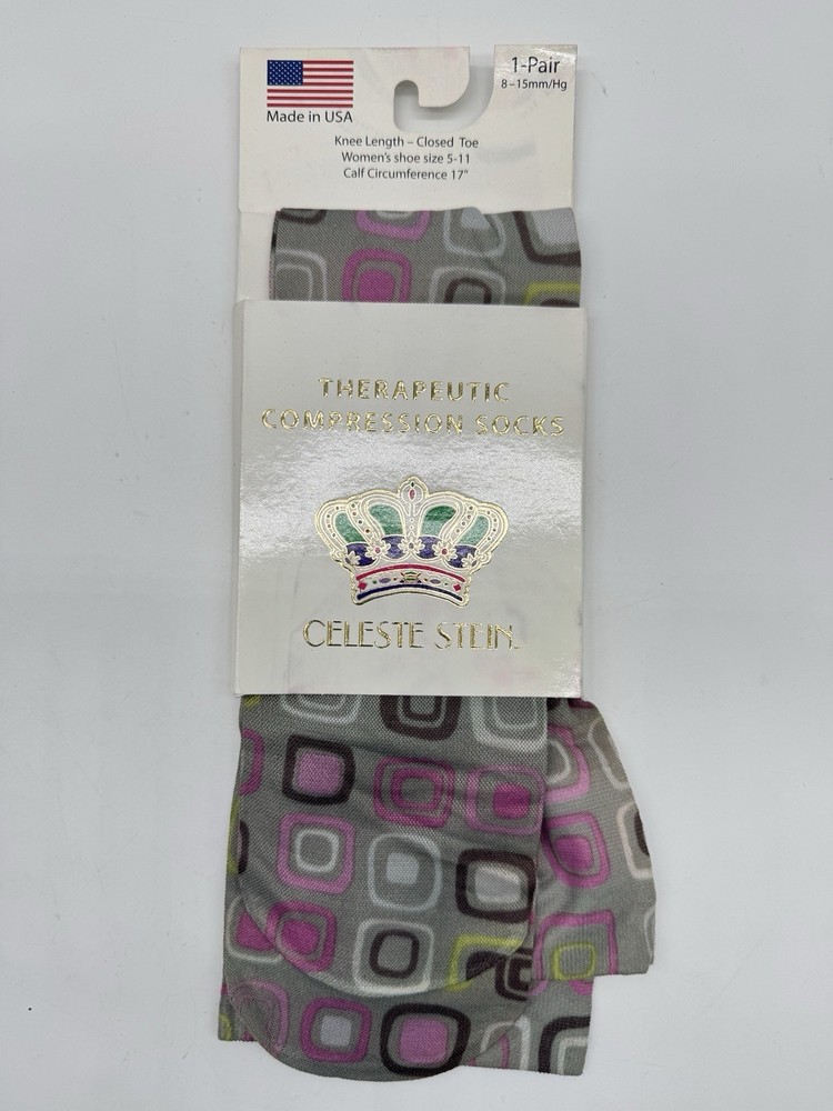 Celeste Stein Therapeutic Compressions Knee Length Women’s Socks -Gray Purple
