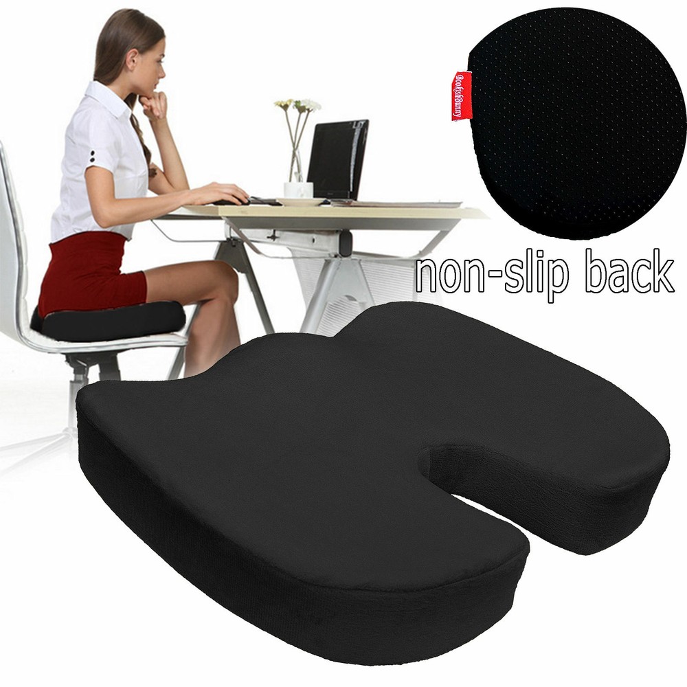 Non Slip Memory Foam Coccyx Orthopedic Seat Office Chair Cushion Pain Relief Blk