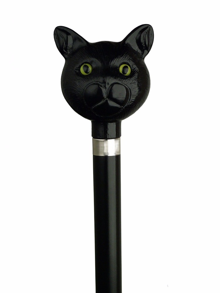 NEW! Harvy Cat-Lovers Black Cat Walking Stick Cane Catatude-Made in Italy Feline