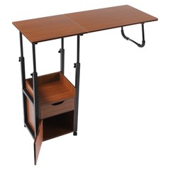Overbed Table w/ Wheels, Movable Bedside Table, Height Adjustable Over Bed Desk