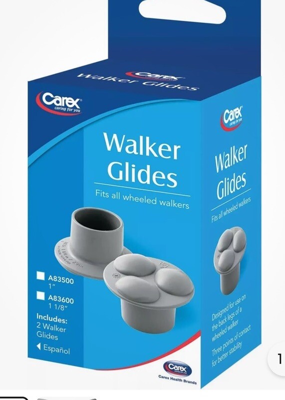 Carex Health A831 00 Wheeled Walker Auto Glides Durable Nylon Tips Gray 1 Pair