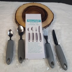 Nourislif Adaptive Utensil Set 4pc Stainless Steel Cutlery Spoon Fork Knife