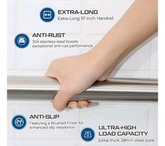 Zonon 57 Inch Stainless Steel Grab Bar Bathroom Shower Safety 350lb Silver New