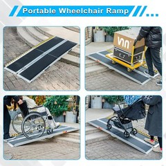 6FT Wheelchair Ramp Seamless Non-Slip Aluminum Folding Loading Ramps for Steps