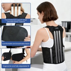 HLGO Posture Corrector for Women and Men Adjustable Back Brace L, Black