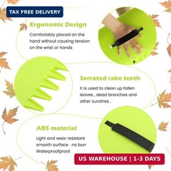 2 Pairs Garden and Yard Leaf Scoops Hand Rakes with 2 Pairs Gloves, Large Sized