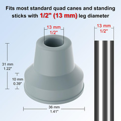 Quad Cane Tips (4-Pack) – Heavy Duty Rubber Cane Tip – Non-Slip Extreme Grip Rep