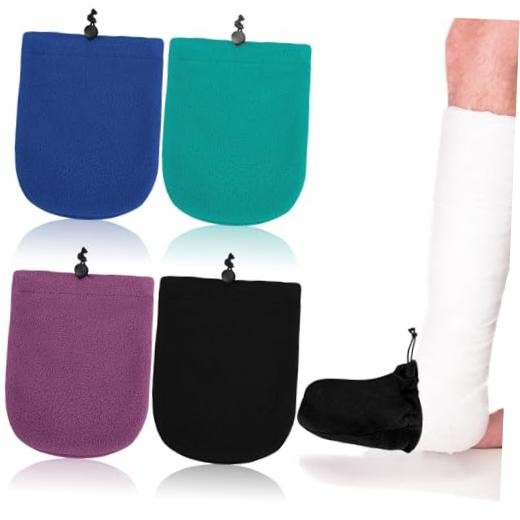 4 Pack Foot Cast Toe Cover Socks Soft Warm Cast Toe Black Purple Teal Blue