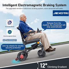 Lightweight Foldable Electric Wheelchair, 35lbs, 500W Motors, All Terrain, Black