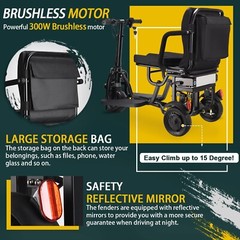 3-Wheel Mobility Scooter Easy Folding Mobility Scooter for Adults 8AH 36V 300W