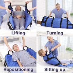72″x40″ Transfer Sheet Positioning Bed Pad Reusable Washable Handles Blue