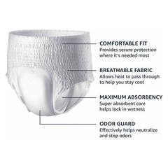 Amazon Basics Unisex Protective Underwear, Overnight Absorbency, Large, 56 Count