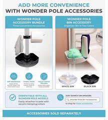 Stander Wonder Transfer Pole. Black. Double Grab Bars.Tension Mount No Drilling