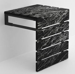 Marble Pattern Wall Mounted Folding Handmade Premium Teak Wood Seat