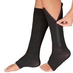 Open Toe Zipper Compression Socks Support Graduated Stockings Unisex 20-30mmHg