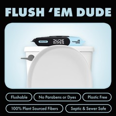 DUDE Wipes Medicated Flushable Wipes 48 Count Extra Large Witch Hazel Aloe Vera