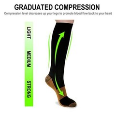 Copper Infused Compression Socks 20-30mmHg Pain Relief For Mens Womens Sport