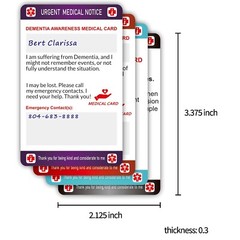 Epilepsy Medical Alert Card with Writable Panel & Patterned Lanyard 2PCS