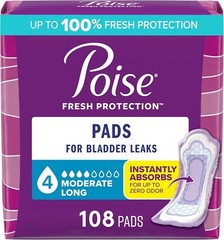 Contoured Incontinence Pads, 4 Drop Absorbency – 108 Pack for Ultimate Comfort