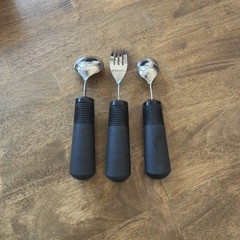 OXO Good Grips Weighted Handle Fork + 2 Spoon Dining Aids Utensils – EXCELLENT