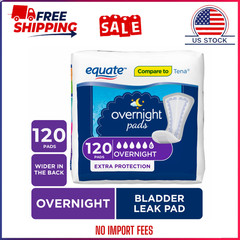 Equate Options Women’s Incontinence Pads, Unscented, Overnight (120 Count)