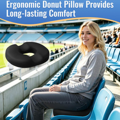Donut Pillow Stadium Seat Cushion for Tailbone Pain Relief and Hemorrhoids, Memo