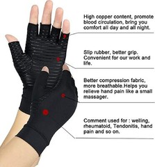 2 Pairs Copper Compression Arthritis Gloves Carpal Tunnel Joint Pain Relief Hand