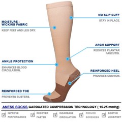6 Pairs Copper Compression Socks 20-30mmHg Graduated Support Mens Womens S-XXL
