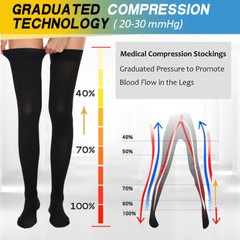 Compression Stockings 20-30mmHg Thigh High Socks Relief Socks With Silicone Band