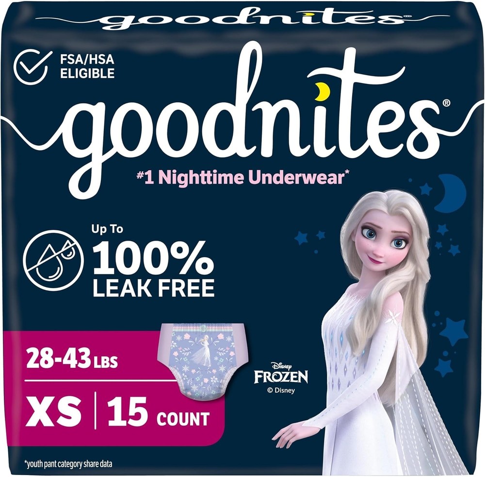 Goodnites Girls Nighttime Bedwetting Underwear, Sizes XS, S/M, L, XL, XXL