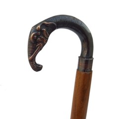 Antique Brass Handle Brown Wooden Walking Stick Cane Style Handmade Gift