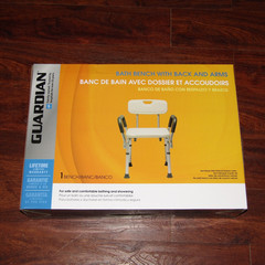 Guardian Bath And Shower Bench with Back and Arms Adjustable Height Max 350lb