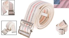 Secure Metal Buckle Gait Belt – 60in, Beige Striped Transfer Aid for Caregivers