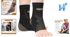 Copper Ankle Brace 2-Pack for Achilles Tendonitis – Breathable Pain Relief