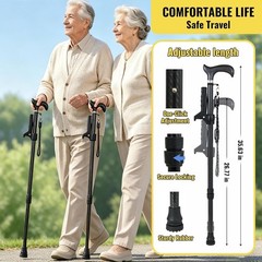 Heavy Duty Carbon Fiber Folding Walking Cane 300 LB Capacity Adjustable