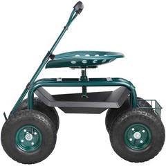 360° Swivel Seat & Steering Handle & Tool Tray 36x18x32in Green Workseat