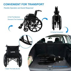Self Propelled Wheelchair Adult Heavy Duty Steel Manual Chair 24″ Wheels Foldabl