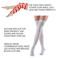 invera Thigh High Compression Stockings, Unisex Ted Hose Socks, Medium, White