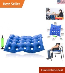 Inflatable Seat Cushion for Wheelchair Relief – 17″x17″ Portable Blue