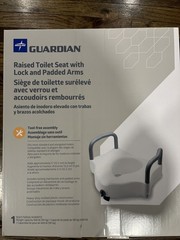 Medline Guardian 5″ Raised Locking Toilet Seat, w/Arms 400 lb. Capacity